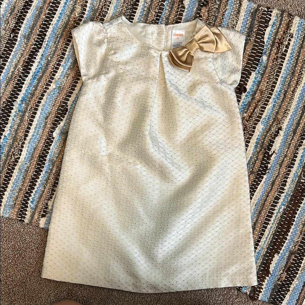 Gymboree Gold Ruched Tie Front A-Line Dress